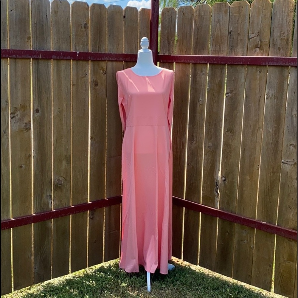 Coral colored maxi dress